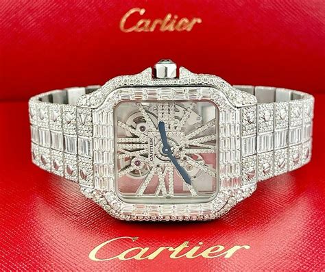 cartier skeleton iced out price|cartier santos iced out price.